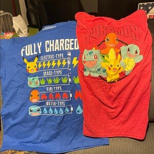 Pokemon Kids T-Shirt Set - Blue and Red with Character Designs